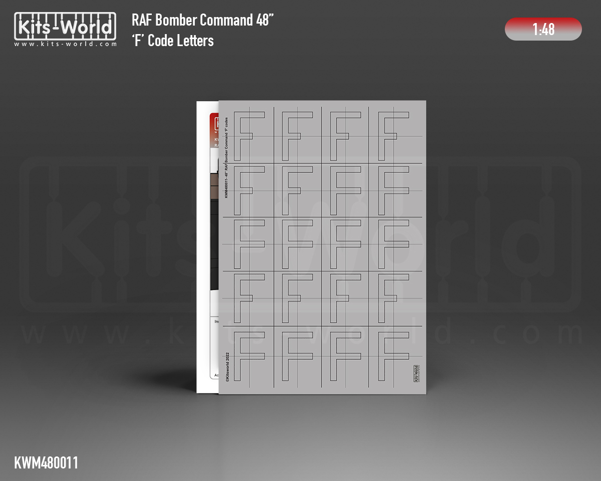 Kitsworld Kitsworld 1:48 Paint Masks RAF Codes 'F' KWM1480011 RAF 48 inch A-Z Bomber Command codes 1:48th scale~ 